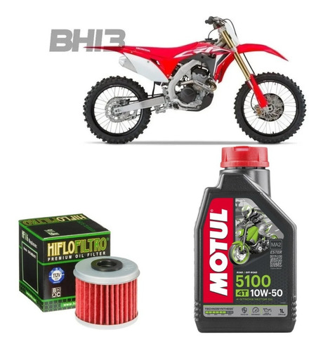 Kit Troca Óleo Motul 5100 10w50 Crf 250r 2004 A 2018 Hf116