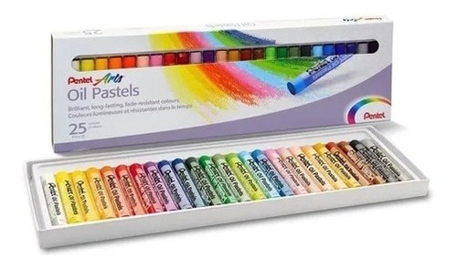 Estojo 25 X Giz Pastel Oleoso Oleo Coloridos 25 Cores Pentel