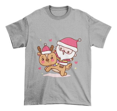 Polera Unisex Santa Viejito Pascuero Reno Algodon Estampado