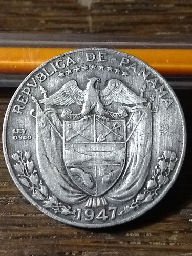 Moneda De Un Cuarto De Balboa 1947 6,25 G De Plata 900