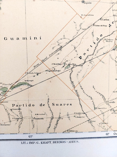 Mapa 1886 Buenos Aires Nordoeste Telegrafos Ferrocarriles (Usado)
