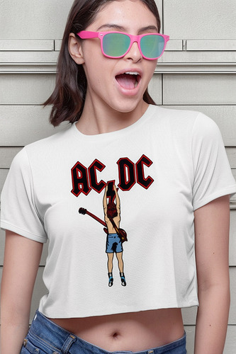 Playera Crop Top Heavy Metal Ac Dc1