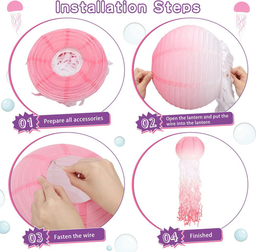 Retisee Juego De 12 Linternas De Papel De Medusa, Linterna C