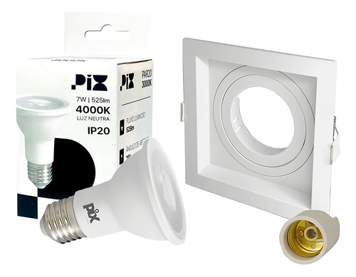 20 Spot Embutido Recuado Par20 Branco + Lâmpada Par20 4000k 110v/220v
