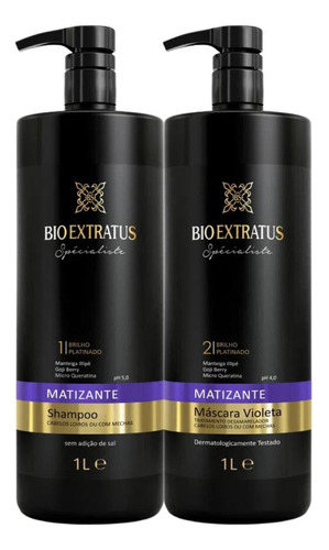 Kit Matizante Shampoo E Máscara Violeta 1 Litro Bio Extratus