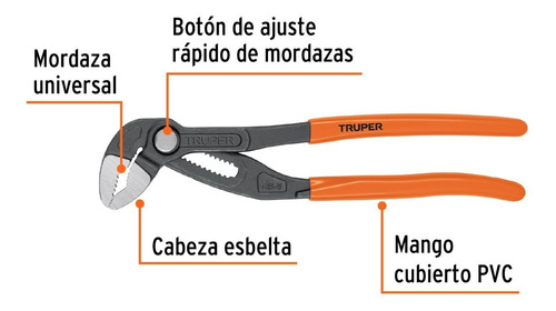 Pinza Extension 10'' Mango Pvc Ajustable Truper 102483