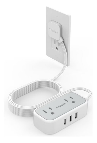 Cable De Extensión De Alimentación Con 3 Enchufes Planos Usb