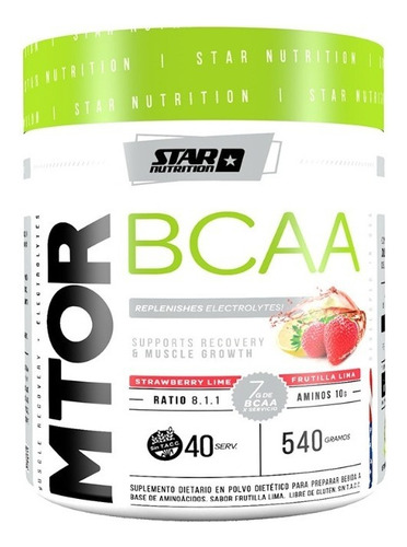 Mtor Bcaa 540 Gr Formula Mejorada Star Nutrition Sabor Strawberry Lime