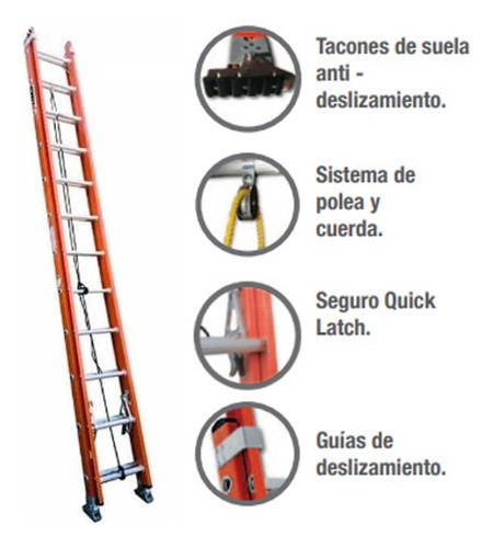 Escalera Telescópica Fibra De Vidrio 24 Peldaños - Serie 534