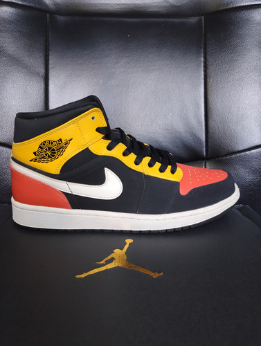 Nike Air Jordan 1 Mid Black Amarillo Orange Usadas (Usado)