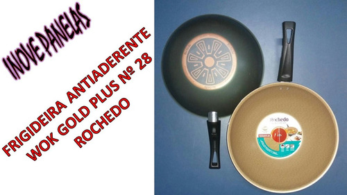 Frigideira Wok Antiaderente 28cm Gold Plus Rochedo Durabase