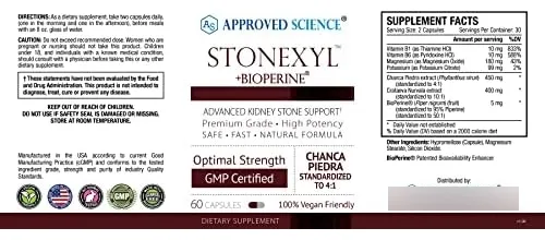 Approved Science Stonexyl - Soporte Herbario Para Cálculos Renales - 180 Cápsulas - Chanca Piedra - Alta Absorción - 3