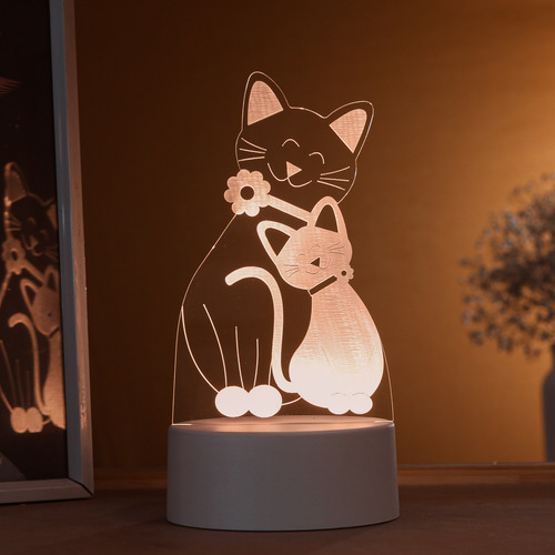 Luminária Led Dois Gatos Abraçando - Poplumos, Branco, Usb