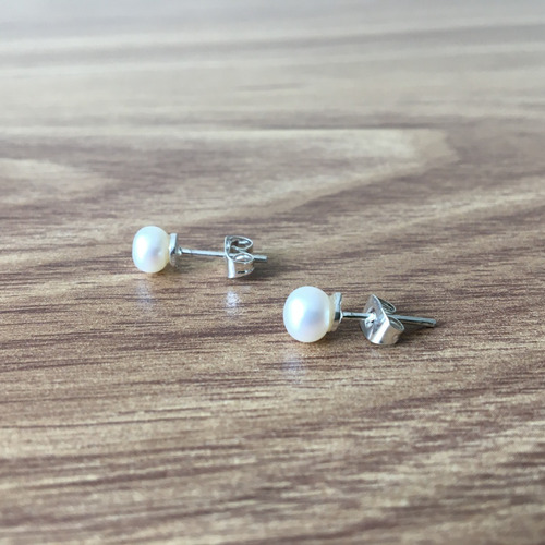 Imagen 4 de 10 de Broqueles Perla Natural 6mm Y Plata 925 Mujer/niña Agalea