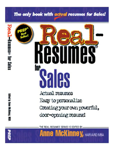 Real-resumes For Sales, De Mckinney, Anne. Editorial Createspace, Tapa Blanda En Inglés