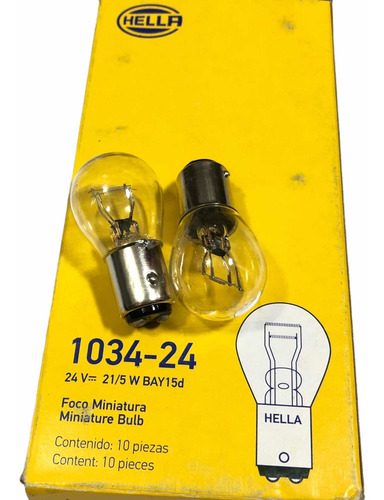 Set 4x Focos Hella 1034 24v 21/5w Halógeno 2 Polos Camiones