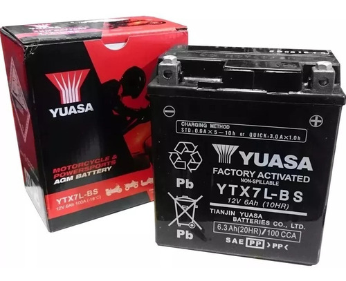 Imagen 1 de 3 de Bateria Moto Yuasa Ytx7l-bs=yt7a  Mt03 Fz25 Fas **