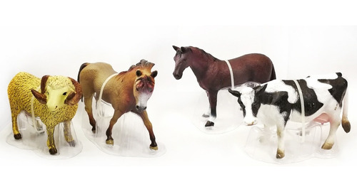 Set De Animales Macizos Grandes X4 Pesebre Caballo Vaca A101