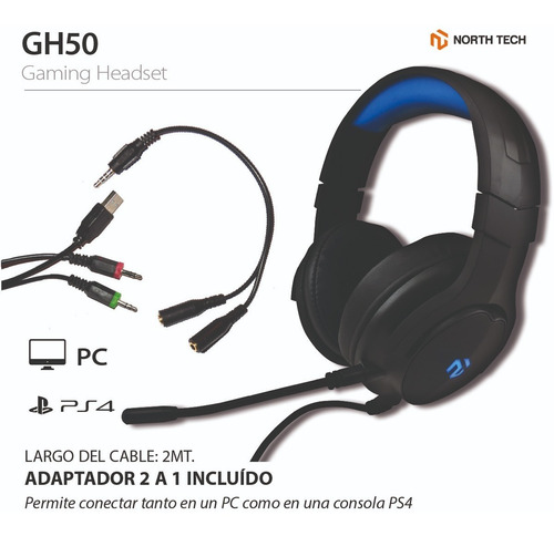 Auricular Gamer Para Pc, Ps4 7.1 Led Microfono North Tech