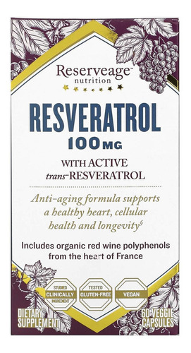 Reserveage, Resveratrol - Suplemento Antioxidante De 100 Mg