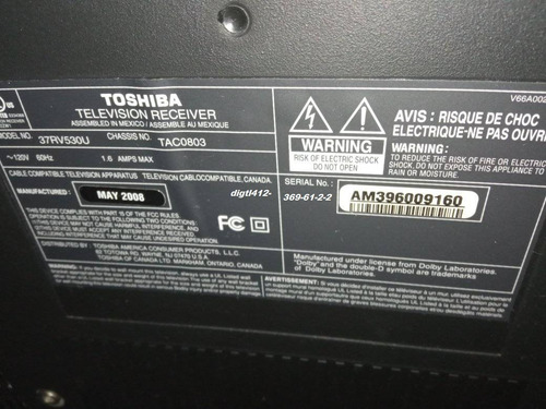 Imagen 3 de 3 de Tv Toshiba 37, Para Reparar O Repuestos