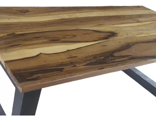 Mesa Comedor Hierro y Madera Guayubira (80x80) - El Atelier Carpintería