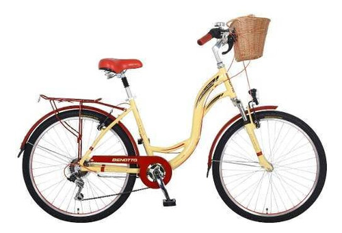 Bicicleta urbana femenina Benotto City Bike R26 7v freno v-brakes color crema