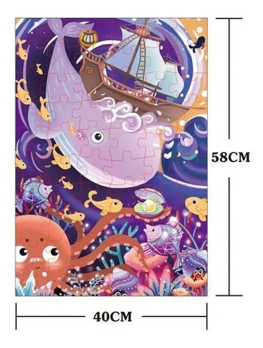 Rompecabezas 60 Pcs Jumbo Puzzle Valija Mundo Marino Ballena