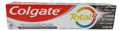 Pasta Dental Total 12 Carbon Activado 150ml Colgate