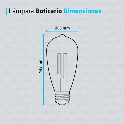 Lampara Filamento 24w Pera E27 Vintage Boticario Blanco Calido