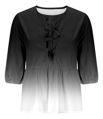 25 Blusa Con Cuello Y Mangas Tipo Farol Para Mujer, Suave,