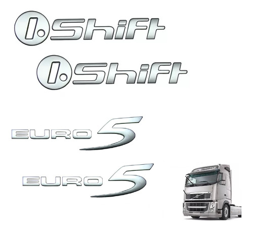 Kit 4 Emblema Cabine Ishift Volvo Após 2010 + Euro 5