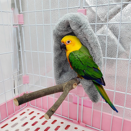 Cálida Jaula Para Loros, Jaula Para Pájaros, Hamaca, Gris