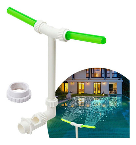 Fuente De Agua Doble Para Piscina Con Luz Led Verde