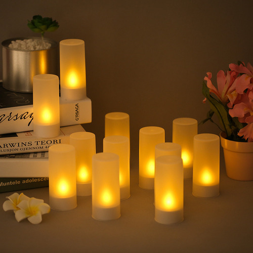 Lámpara Led Con Forma De Vela, Vasos Esmerilados, 12 Unidade