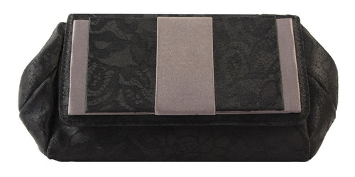 Clutch Cartera Sobre Raso Encaje Negra Importados Exclusivas