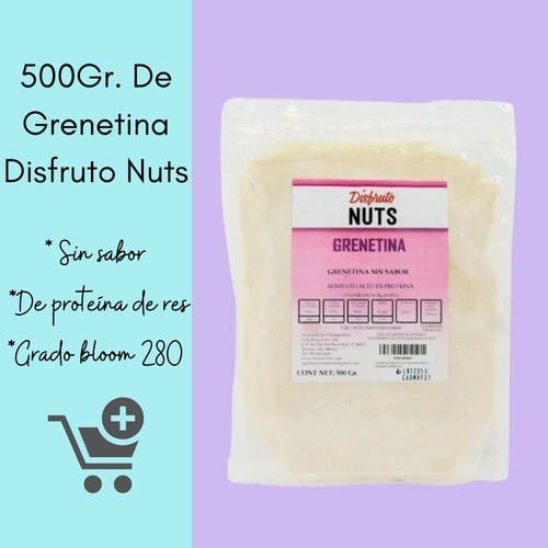 Imagen 2 de 9 de Grenetina 500g Disfruto Nuts Reposteria Proteína Alimenticia