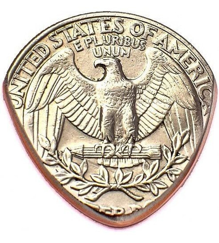 Imagen 1 de 3 de Pua De Guitarra Hecha Con Moneda De 25 Centavos De Dolar,