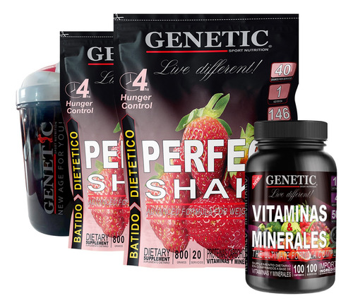 Reemplaza Comida Perfect Shake 1600g Vitaminas Enaccion Vaso