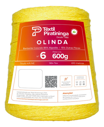 Barbante Crochê Piratininga Olinda 600gr / Fio 6