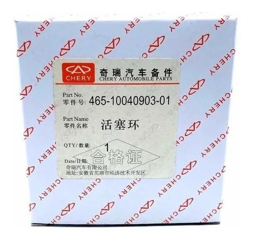 Anillos Chery Qq 8 Valvulas ( Standard Std / 0.50 = 0.20 )