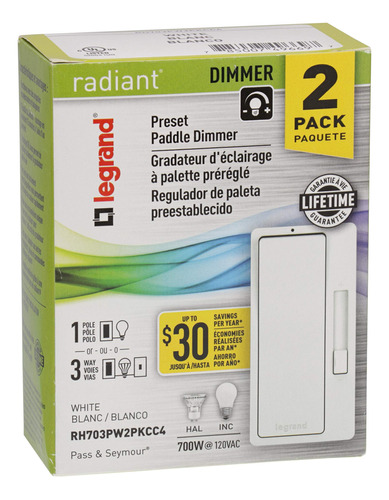 Radiante 2 Pack Switch 600 Watt Solo Polo Color Blanco 3