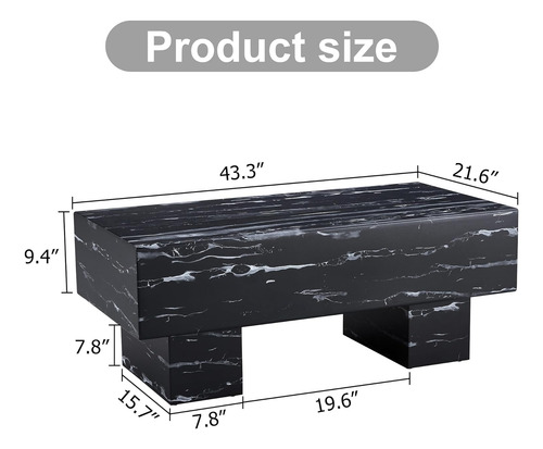 Mesa De Centro Moderna Rectangular De Mármol Falso Con Patas