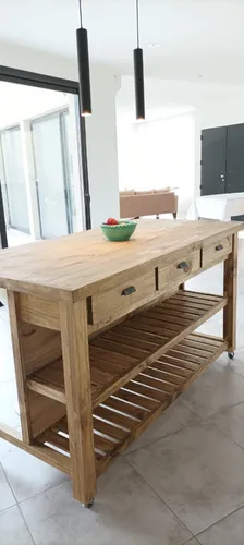 Isla Mesa Madera Desayunador Cocina Quincho Parrilla 150*70