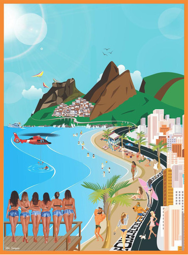 Quebra Cabeça Praia De Ipanema Ilustração 1014 Peças