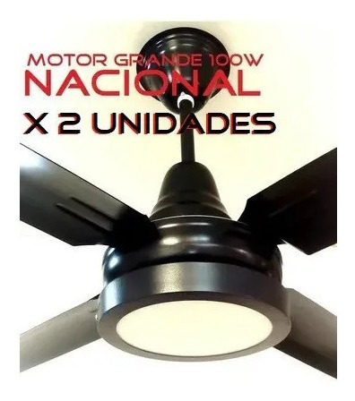 Ventilador De Techo Negro Pala De Chapa + Plafon Led 18w X2u