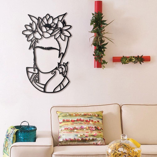 Frida Kahlo De Madera Minimalista Lineal De 105x95cm 3b Deco