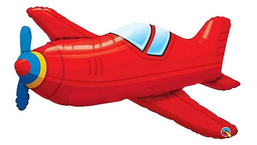 Balão Metalizado Qualatex Avião 1 Unidade Cor Vermelho