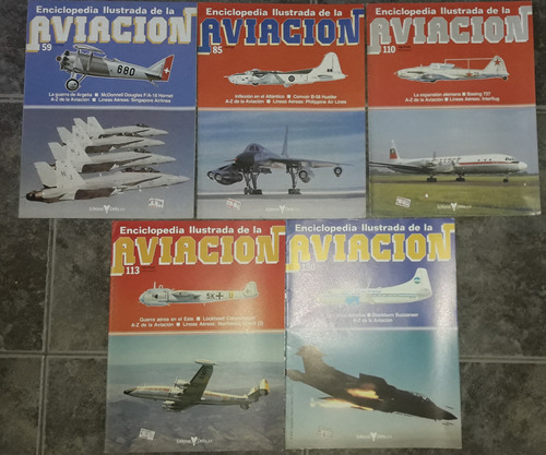 Lote De 5 Revistas Enciclopedia Ilustrada De La Aviacion