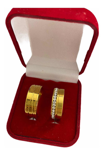 Par De Alianças 8mm Banhado Ouro 18k Casamento Compromisso